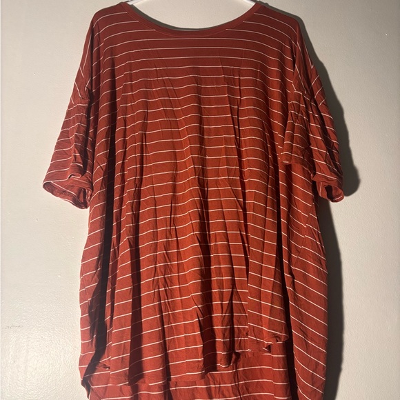 Time and Tru Tops - Time and Tru Rust Orange Striped Short Sleeve Tee